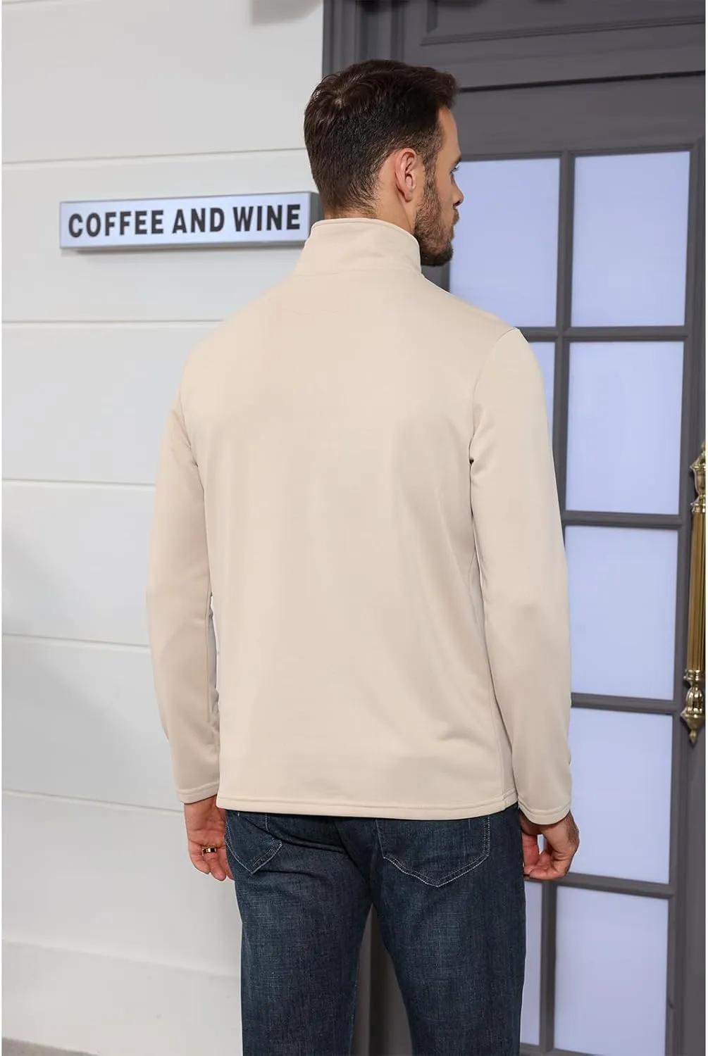 Aulemen Men's Quarter Zip Up Polo Shirt Long Sleeve Golf Shirt Casual Contrast Striped T-Shirt Mock Neck Zipper Pullover