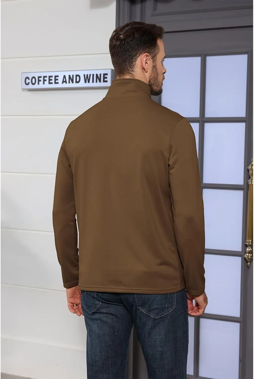 Aulemen Men's Quarter Zip Up Polo Shirt Long Sleeve Golf Shirt Casual Contrast Striped T-Shirt Mock Neck Zipper Pullover