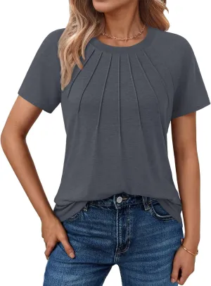 AUTOMET Womens Short Sleeve Shirts Business Casual Tops Summer Trendy Tshirts Dressy Tee Fashion Blouses Outfits 2025