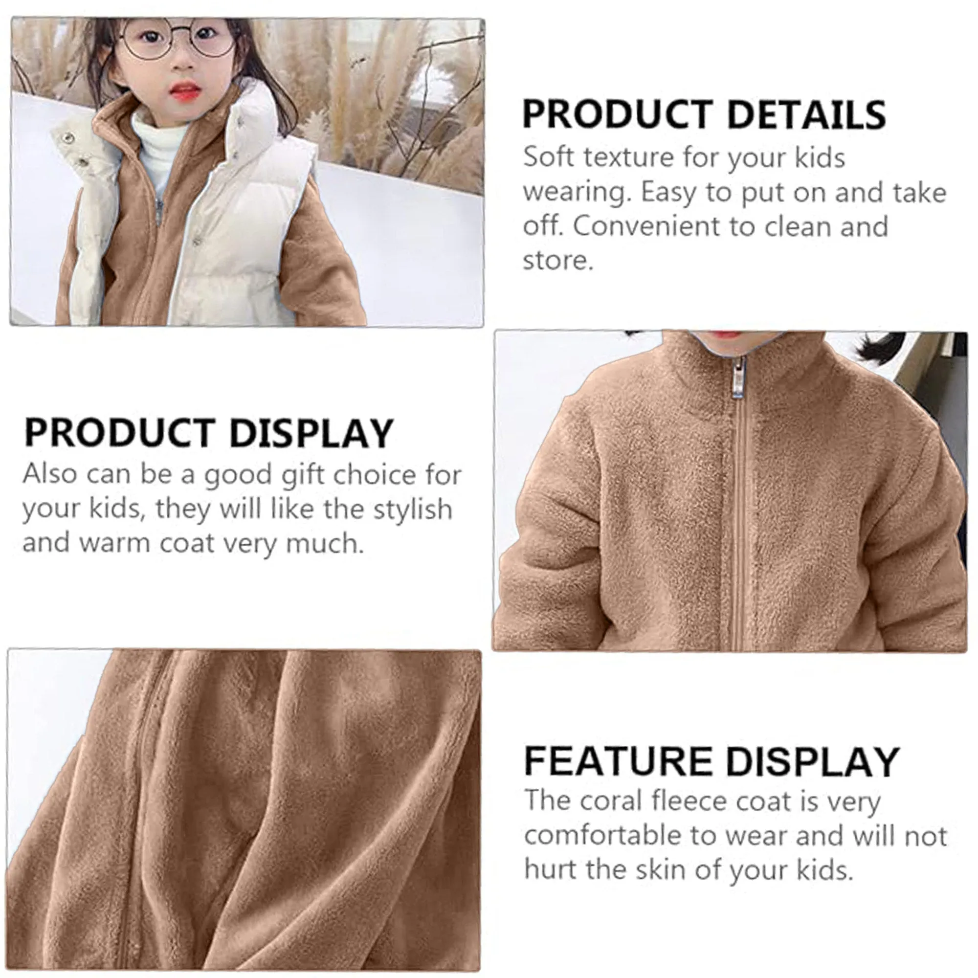 Babymoon Winter Baby Boys & Girls Sweater Kids Jacket Zipper Cardigan | Lightbrown