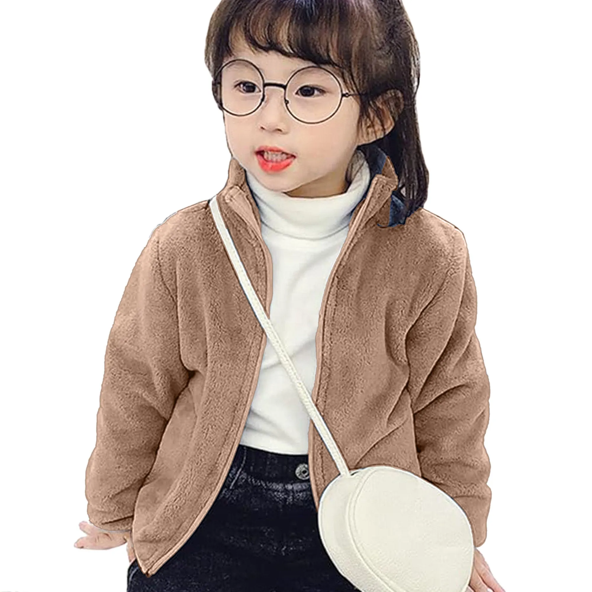 Babymoon Winter Baby Boys & Girls Sweater Kids Jacket Zipper Cardigan | Lightbrown