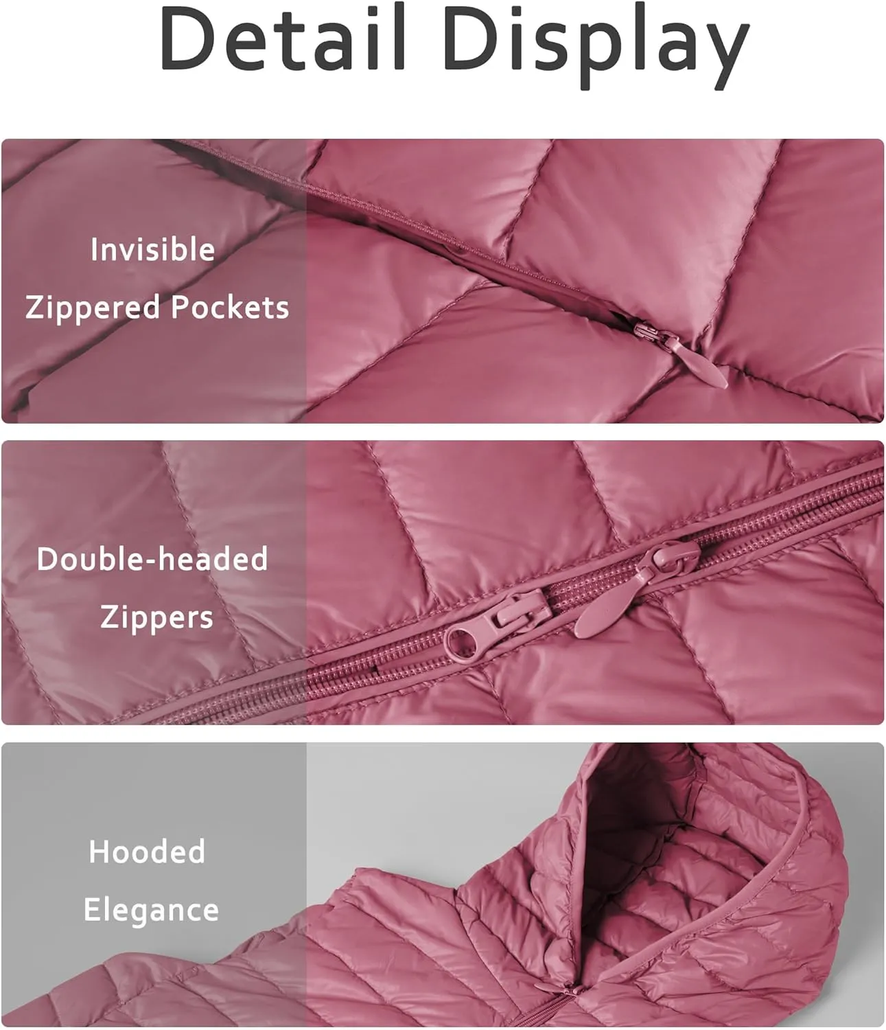 ELFJOY Long Puffer Vest Women Lightweight Down Vest with Hood Winter Warm Womens Vests Outerwear Sleeveless Puffer Jacket
