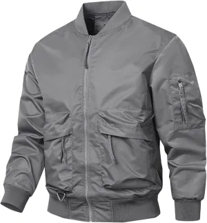Finelylove Mens Flight Bomber Jacket Fall Winter Military Jacket Water Resistant Windbreaker Quilted Paded Outwear Coat