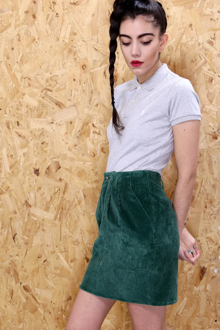 Green Corduroy Mini Skirt