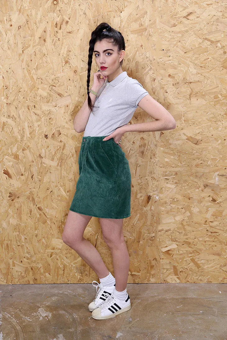 Green Corduroy Mini Skirt