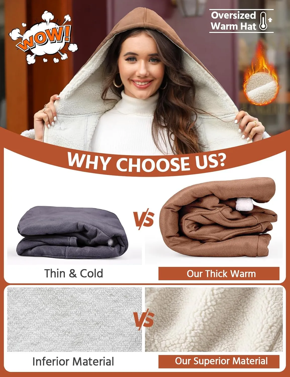 HEEKPEK Women Hoodies Fleece Jackets Soft Fuzzy Long Hoodie Sweatshirt Casual Sherpa Hoodies Horn Button Coats Winter