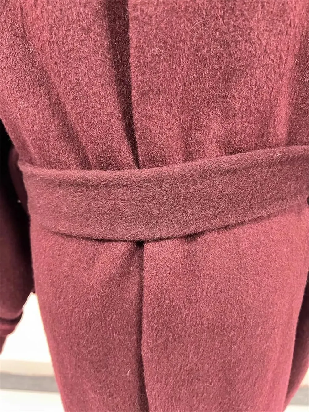 Hollow Out Spliced Sashes TrenchCoat For Women Notched Collar Long Sleeve Loose Oversized OverCoat