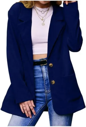 Ladyful Womens Lapel Corduroy Blazer Jacket Dressy Casual Business Suit Jacket Fall Trendy Work Outerwear