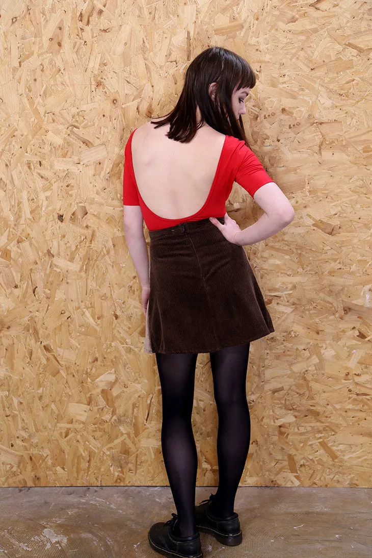 LOOT LABEL Panelled Brown Corduroy Skirt