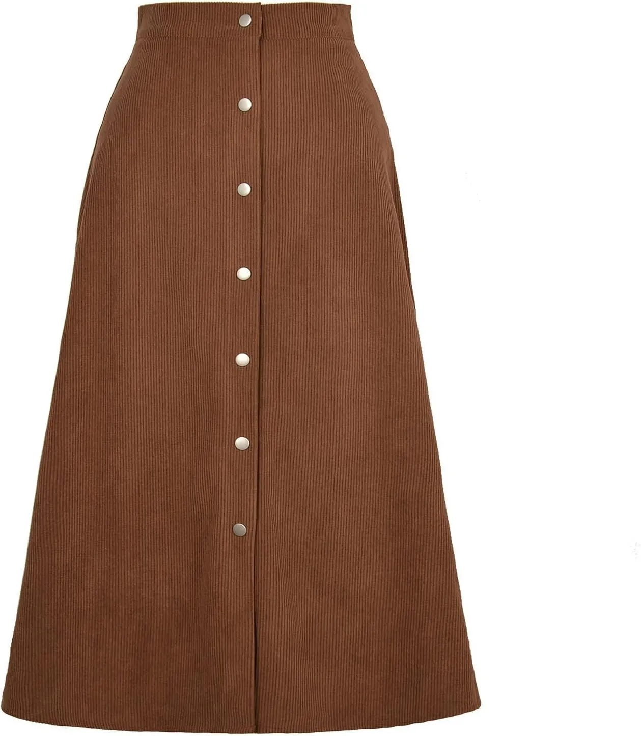 Midi Skirts for Women Trendy Corduroy Skirt Button Down High Waisted Skirts Business Casual A Line Skirt
