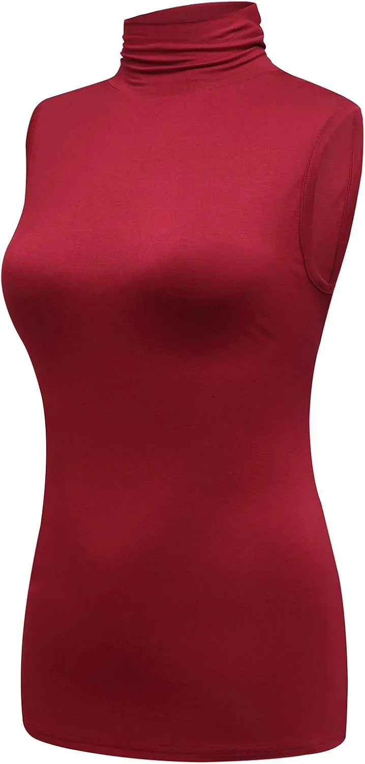 OThread & Co. Women's Sleeveless Turtleneck T-Shirt Basic Stretch Layer Comfy High Neck Tank Top