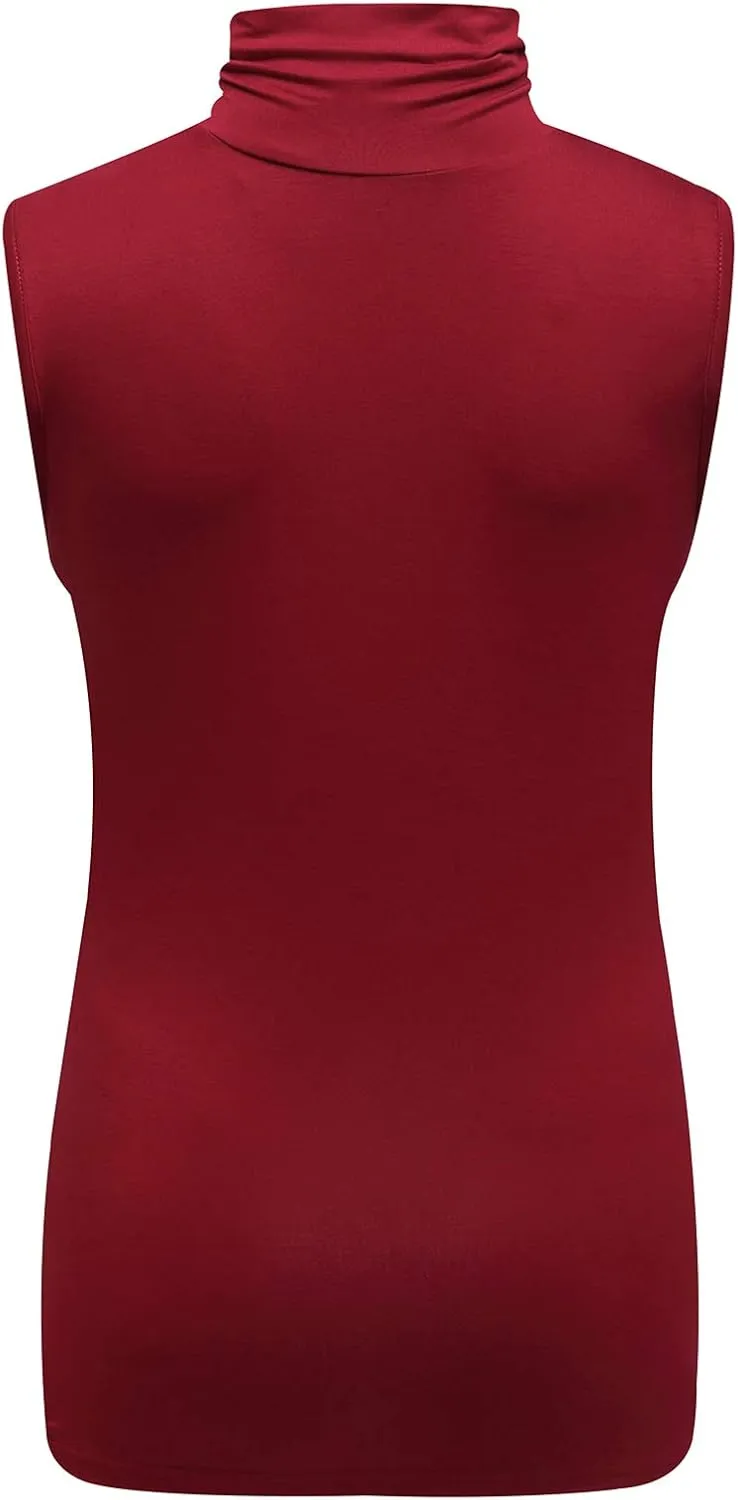 OThread & Co. Women's Sleeveless Turtleneck T-Shirt Basic Stretch Layer Comfy High Neck Tank Top