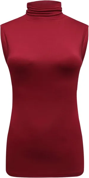 OThread & Co. Women's Sleeveless Turtleneck T-Shirt Basic Stretch Layer Comfy High Neck Tank Top