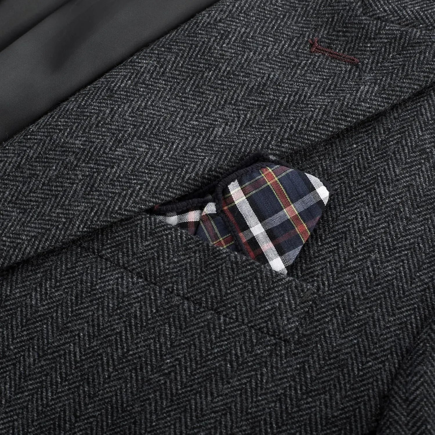 PJ PAUL JONES Mens Blazer Vintage Herringbone Tweed Blazer Two Button Wool Blend Sport Coat with Pocket Square