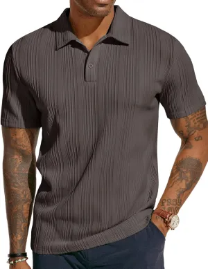 PJ PAUL JONES Mens Textured Knit Polo Shirts Regular Fit Stretchy Golf Shirts