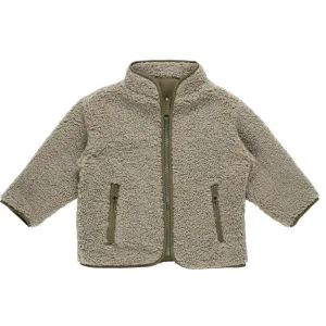 Quincy Mae - Shearling Reversible Zip Jacket in Olive